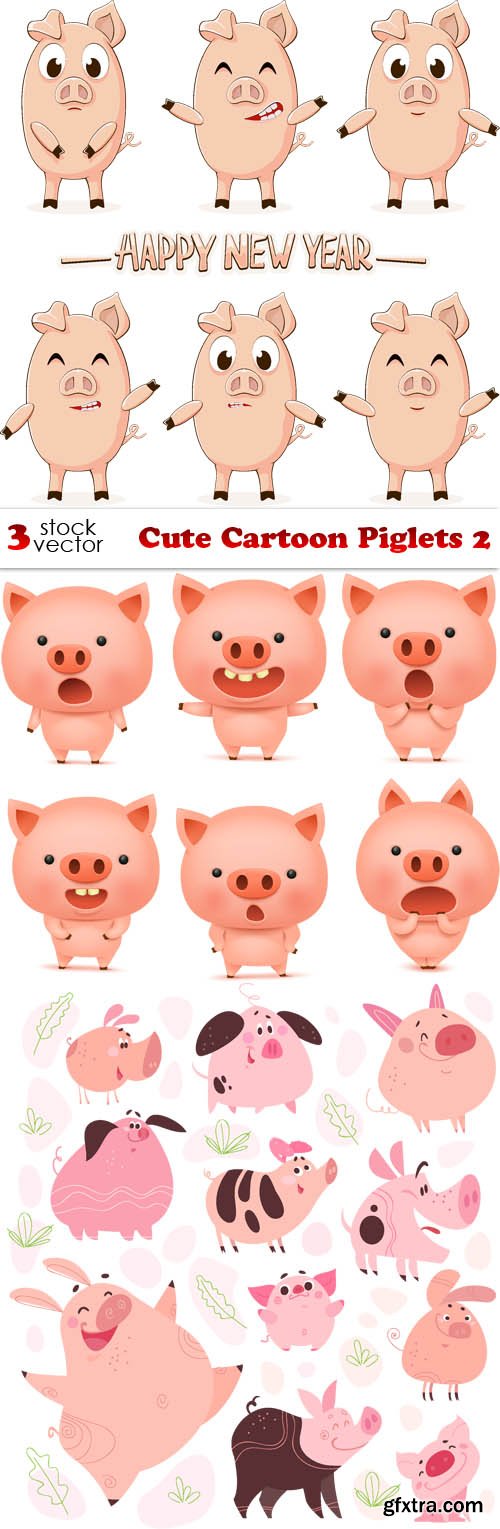 Vectors - Cute Cartoon Piglets 2