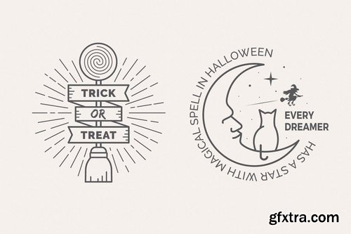 Halloween Badges - Outline Version