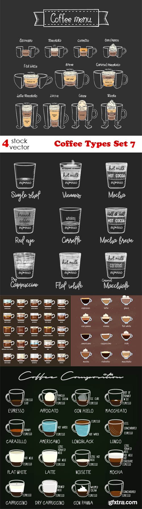 Vectors - Coffee Types Set 7