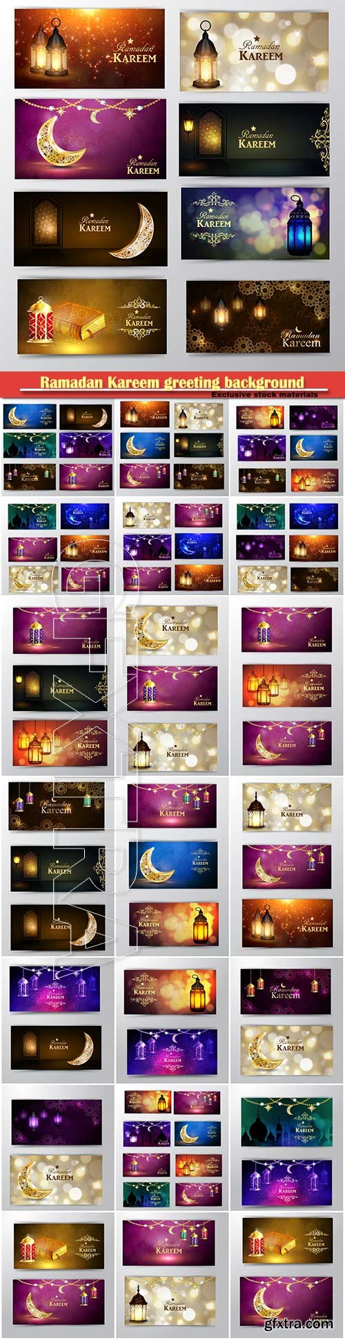 Ramadan Kareem greeting background banner set vector