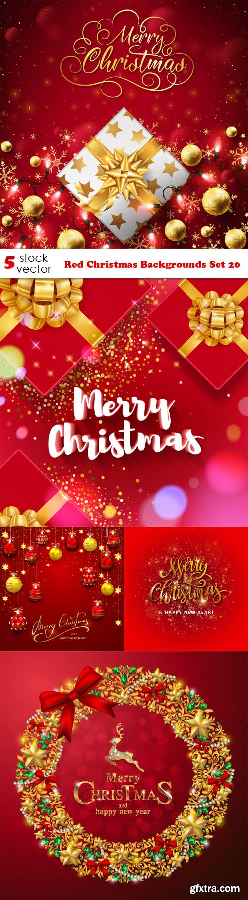 Vectors - Red Christmas Backgrounds Set 20