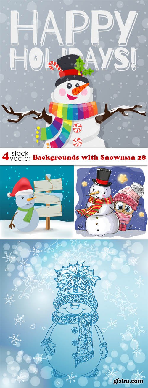 Vectors - Backgrounds with Snowman 28