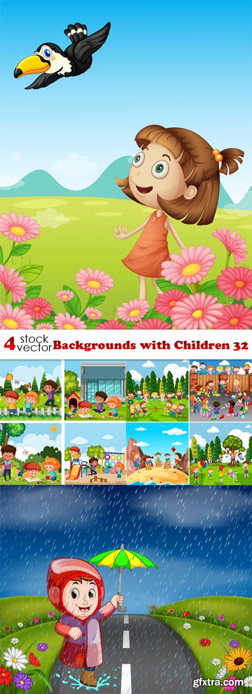 Vectors - Backgrounds with Children 32