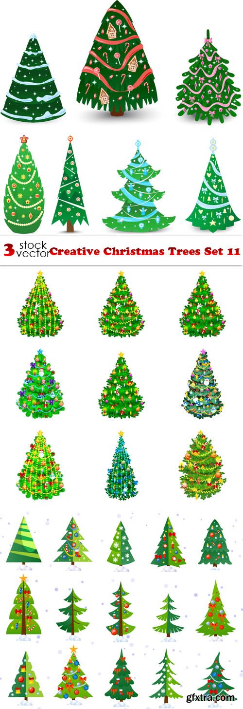 Vectors - Creative Christmas Trees Set 11