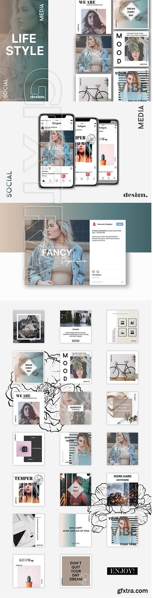 CreativeMarket - LIFESTYLE Instagram Template Set 3009102