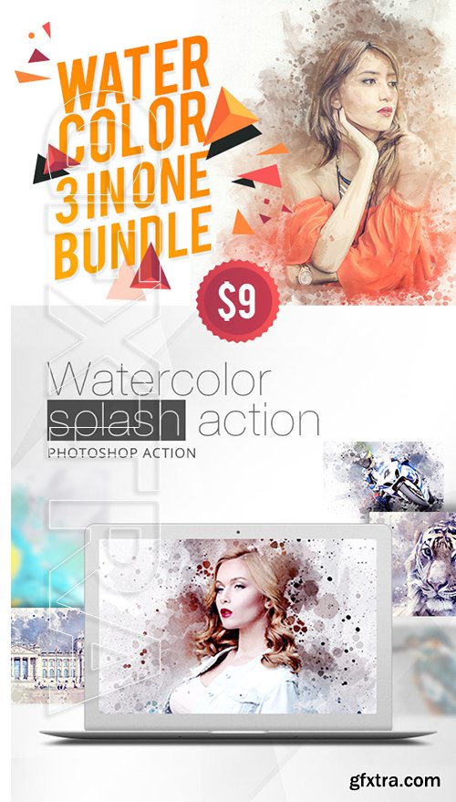 GraphicRiver - WaterColor 3 IN 1 Bundle Photoshop Action 22618267