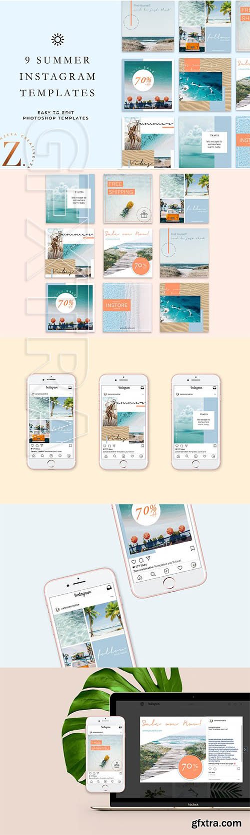 CreativeMarket - Summer Inspired Instagram Templates 2977096