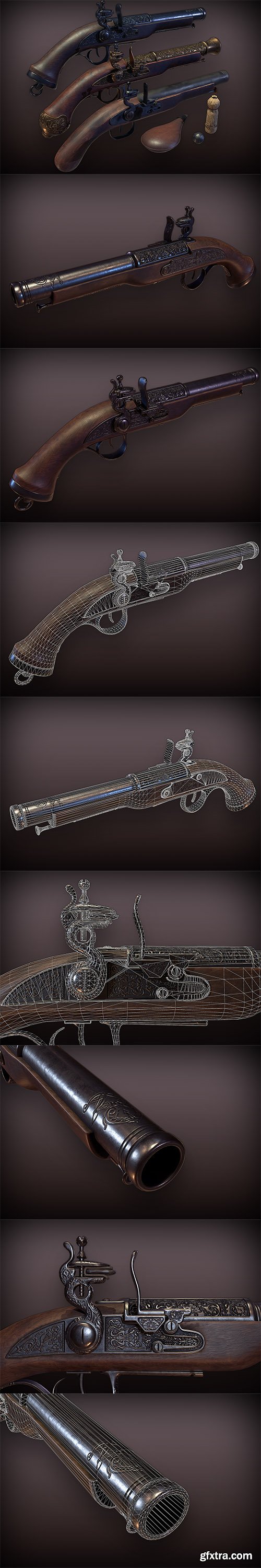 Cubebrush - Lowpoly PBR Flintlock Pistol Pack