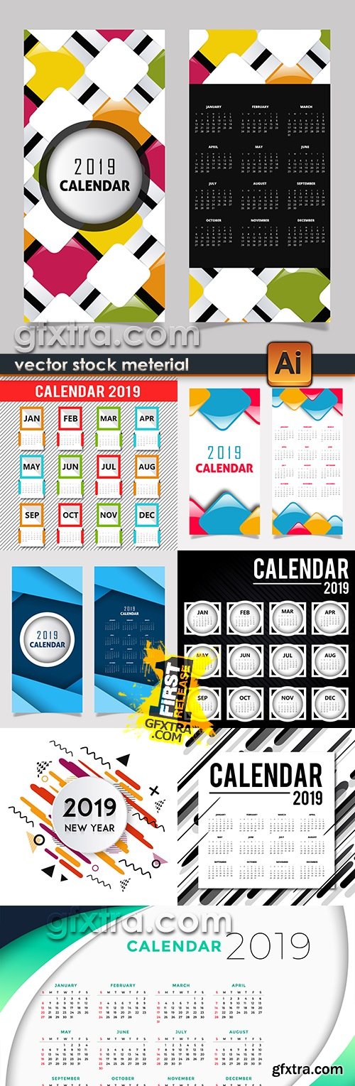 Calendar 2019 design decorative template