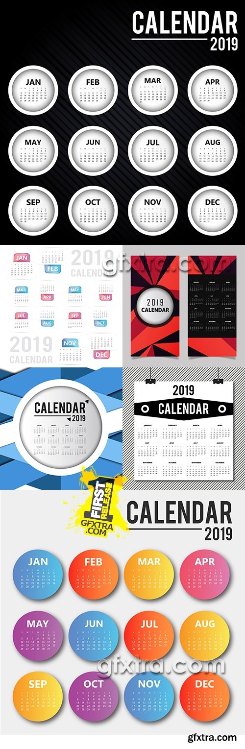 Calendar 2019 design decorative template