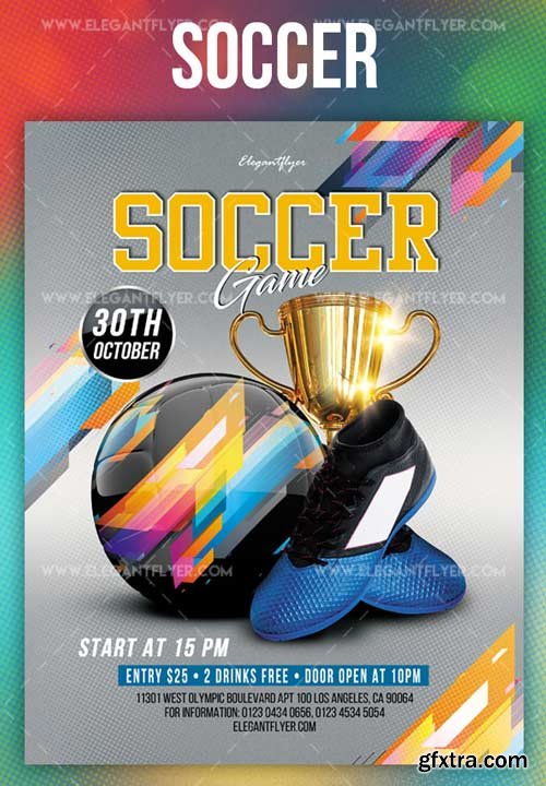 Soccer V33 2018 Flyer PSD Template + Instagram template