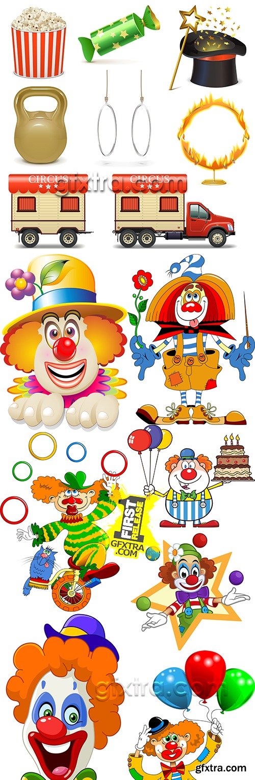 Cheerful clown for Birthday with balloons collection