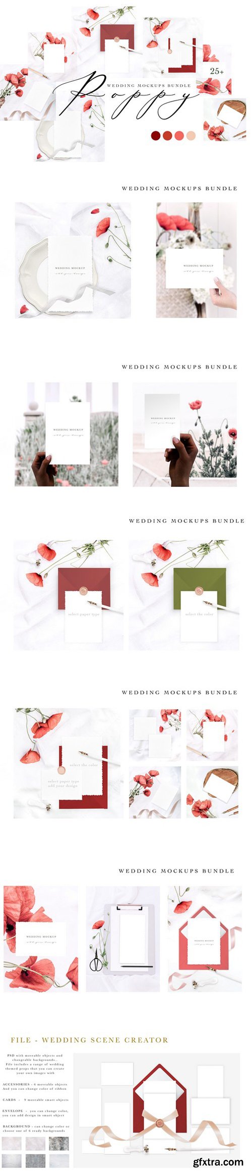 CM - POPPY. WEDDING MOCKUPS BUNDLE 2670193