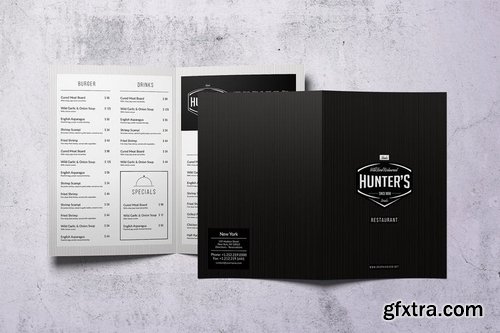 A4 Bifold Minimal Food Menu - 2 Color Versions