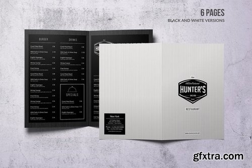 A4 Bifold Minimal Food Menu - 2 Color Versions