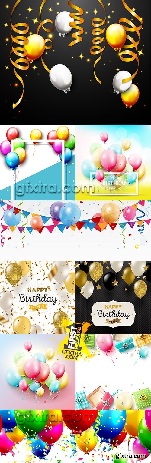 Happy Birthday holiday invitation balloons and gifts 10