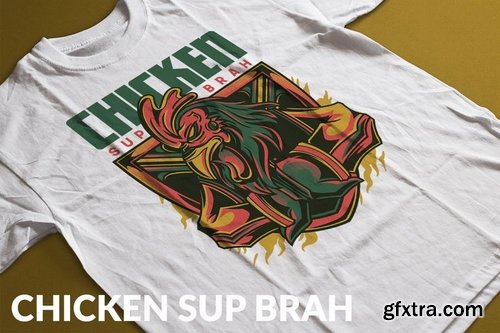 Chicken Sup Brah T-Shirt Design Template