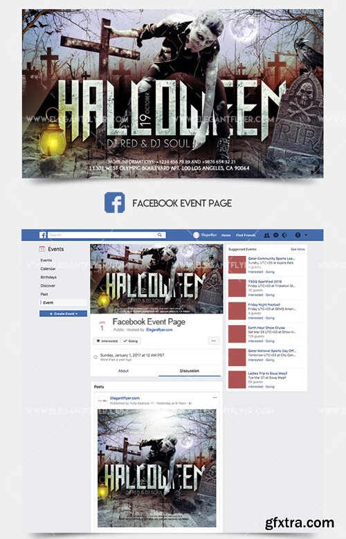 Halloween V30 2018 Facebook Event + Instagram template + Youtube Channel Banner