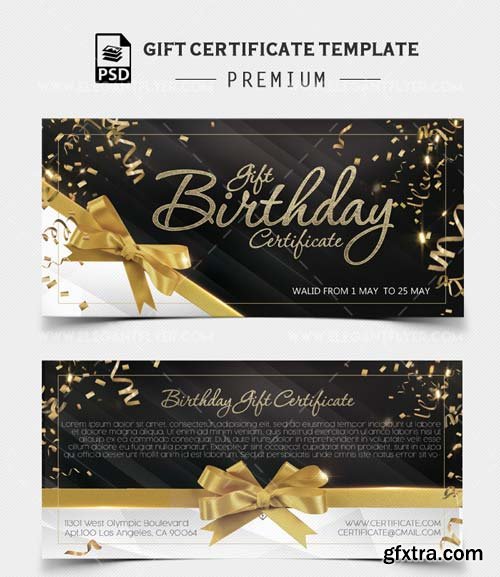 Birthday Gift Certificate V4 2018 PSD Template