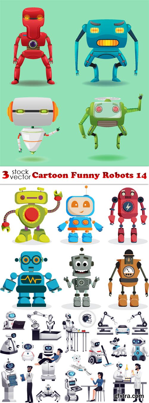 Vectors - Cartoon Funny Robots 14