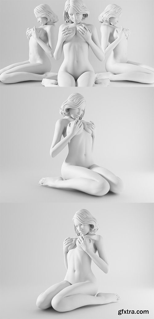 Cubebrush - Kneeling Sexy Girl