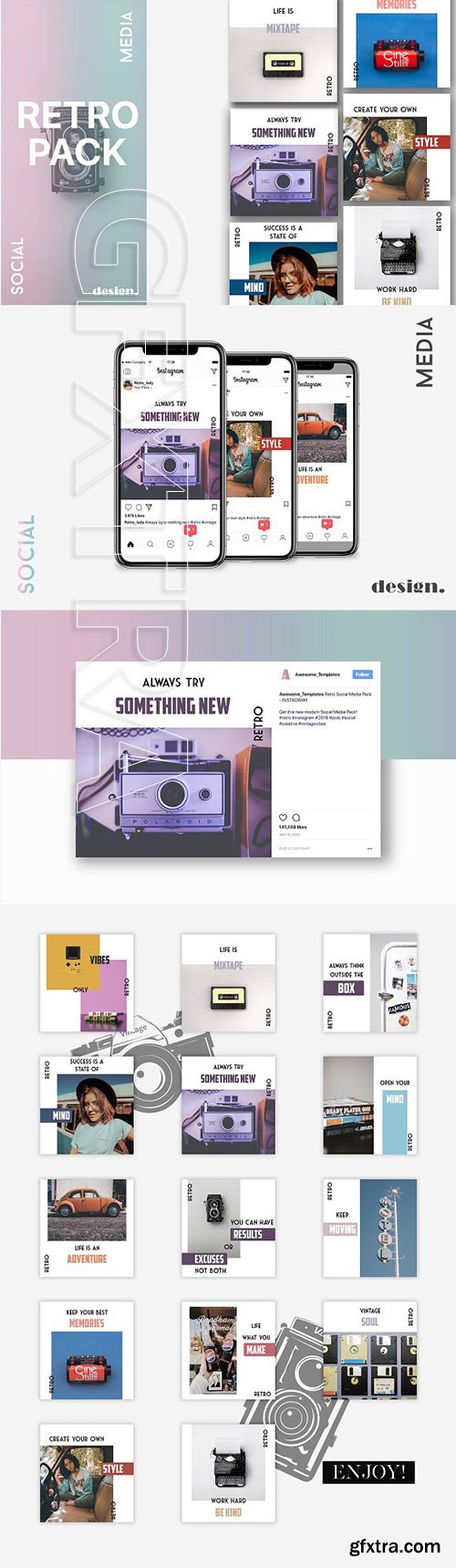 CreativeMarket - Retro Instagram Template Pack 3014011