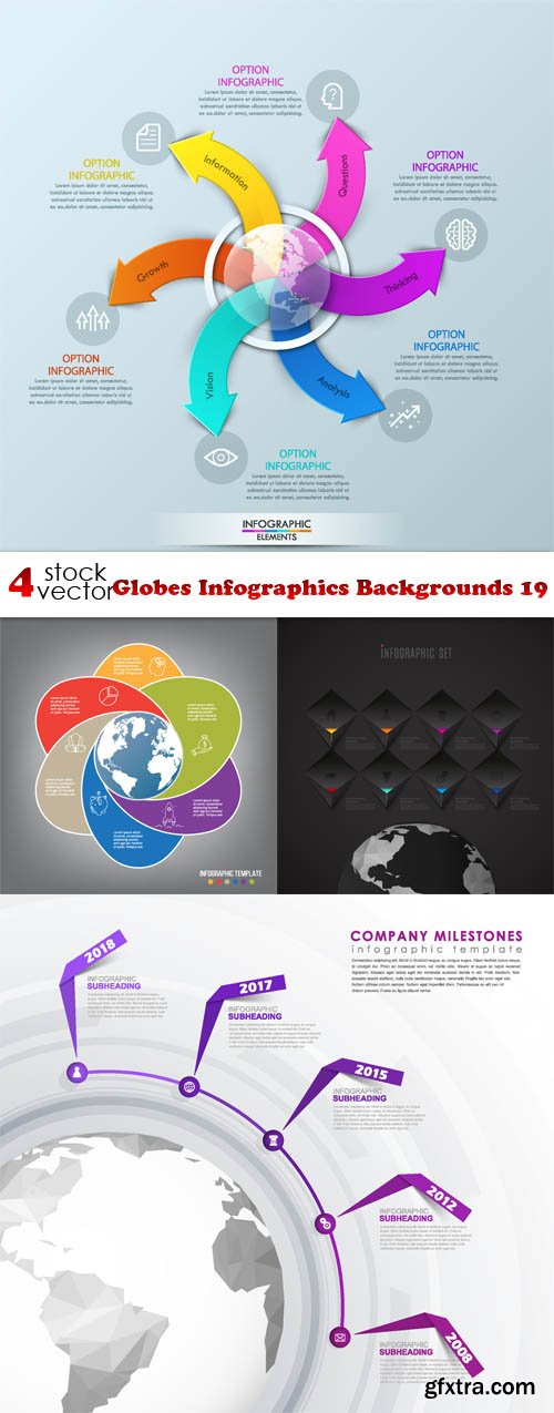 Vectors - Globes Infographics Backgrounds 19