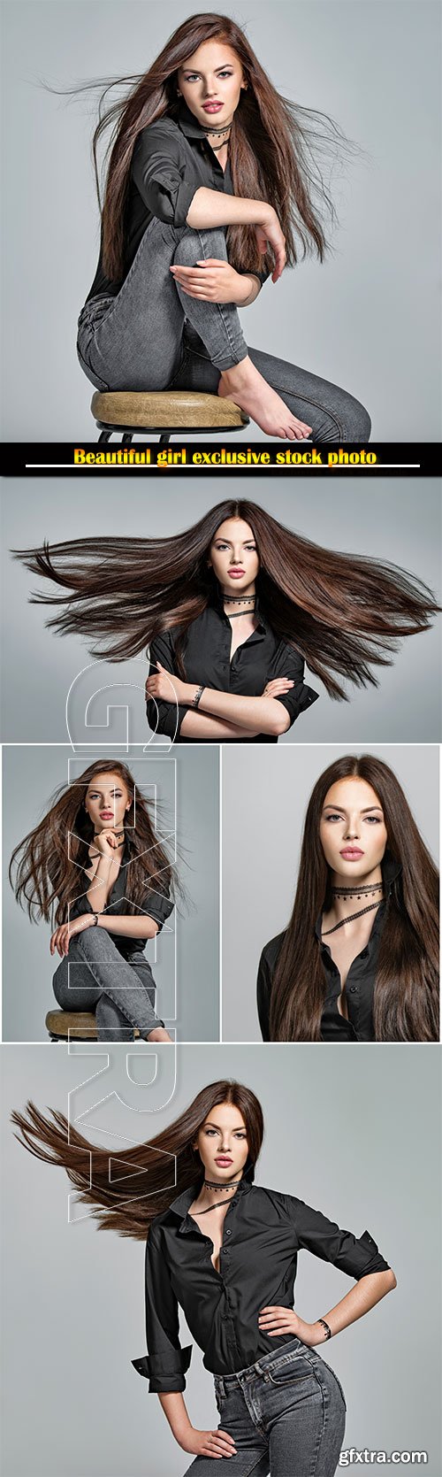 Beautiful woman with long straight hair