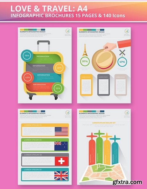 Love & Travel Infographics A4 Template Design