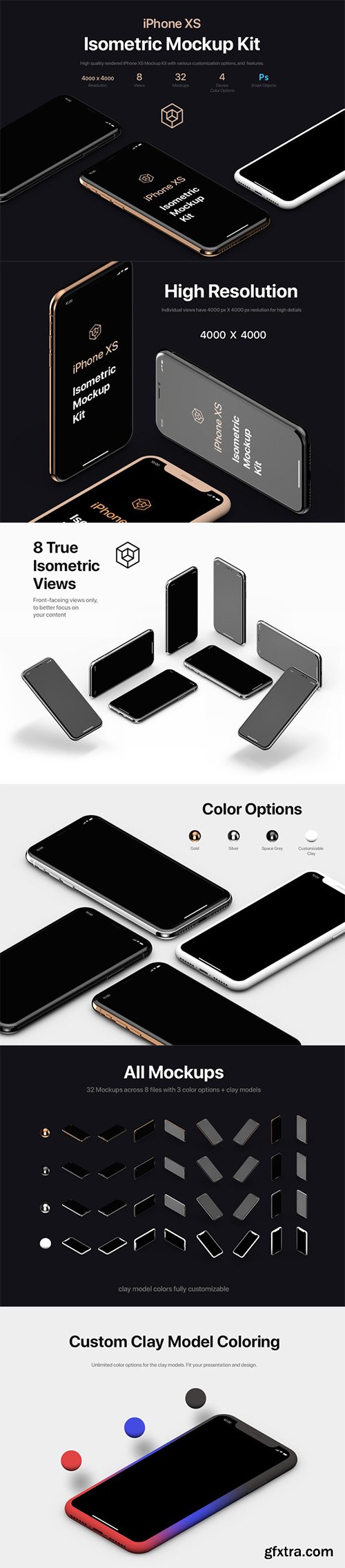 iPhone XS Isometric Mockups