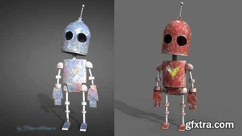 Model and texture old Robot in Maya and Substance Painter