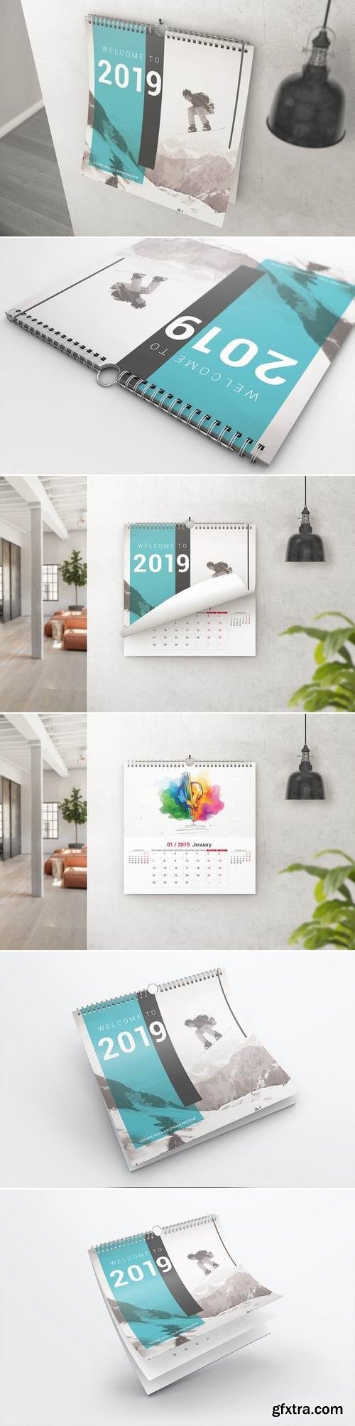 Square Wall Calendar Mockups