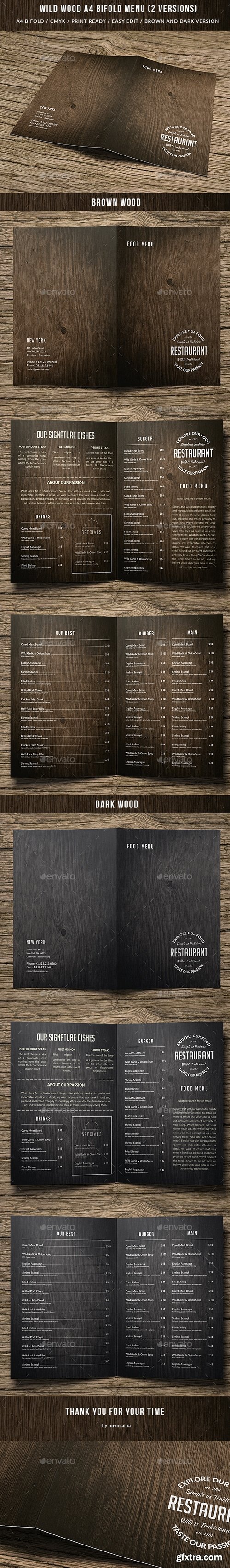 Graphicriver - Wild Wood A4 Bifold Menu - 2 Color Versions 15645295