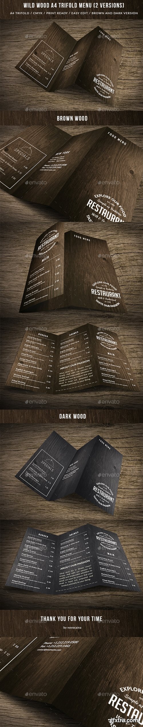 Graphicriver - Wild Wood A4 TriFold Menu - 2 Versions 15647677