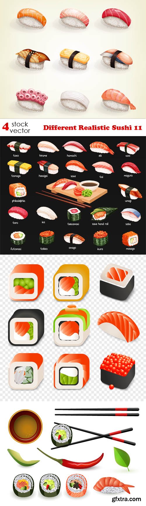 Vectors - Different Realistic Sushi 11