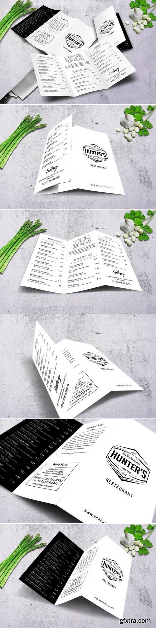 Minimal A4 Trifold Food Menu Design