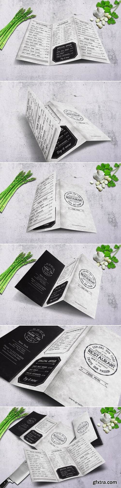 Vintage A4 Trifold Food Menu