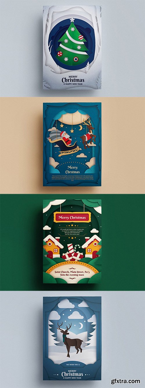 Paper Art Christmas Flyer Templates