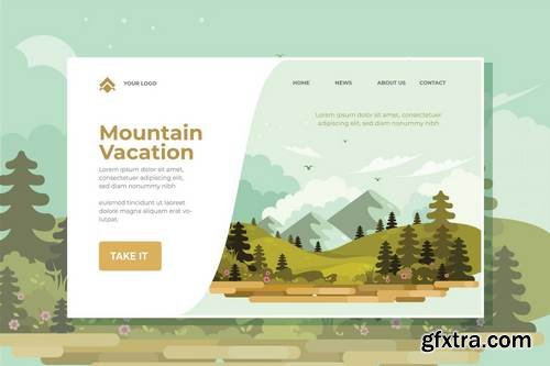 Mountain Vacation Landing Page Illustration