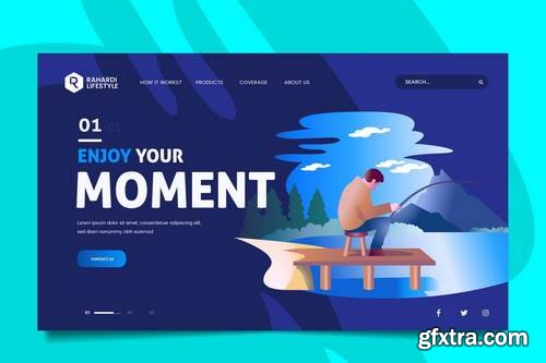 Fishing Web Header PSD & Vector Template