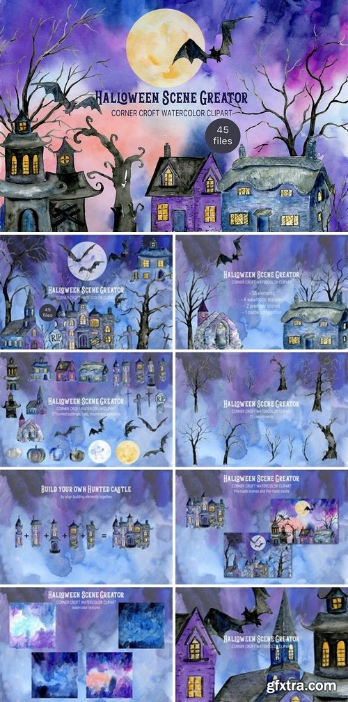 CM - Watercolor Halloween Scene Creator 3034240