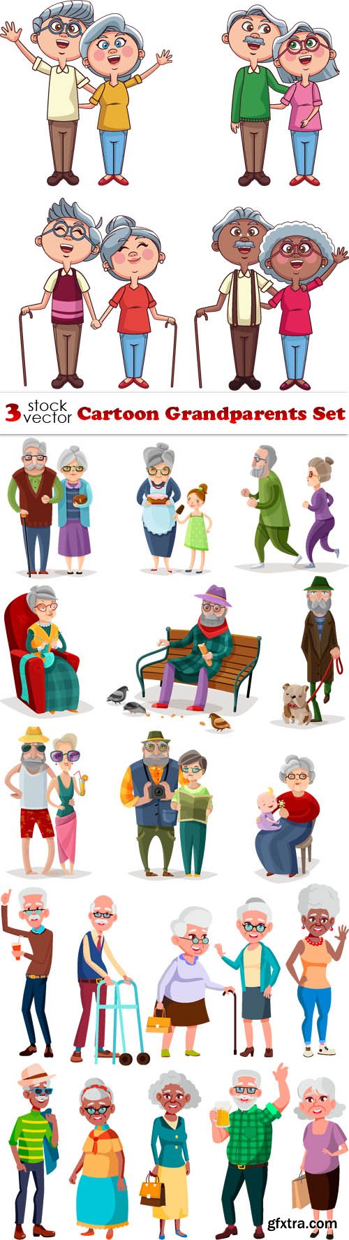 Vectors - Cartoon Grandparents Set