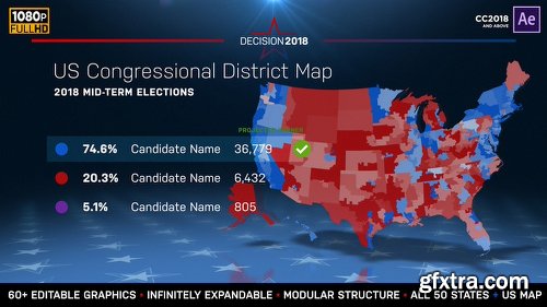 Videohive 2018 Midterm Election Map | State Congressional Districts 22714175