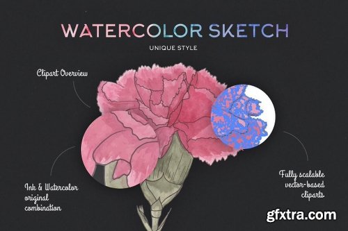 3000 Artistic Vectors Watercolors Flower Decorations & More