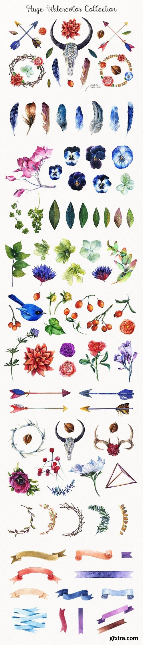 3000 Artistic Vectors Watercolors Flower Decorations & More