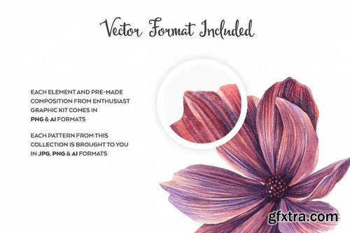 3000 Artistic Vectors Watercolors Flower Decorations & More