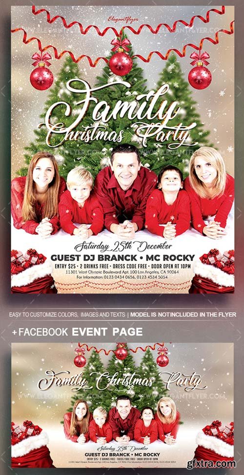 Family Christmas Party V1 2018 Flyer PSD Template