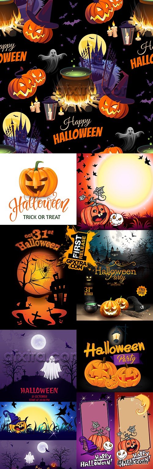 Happy Halloween holiday cartoon illustration collection 17