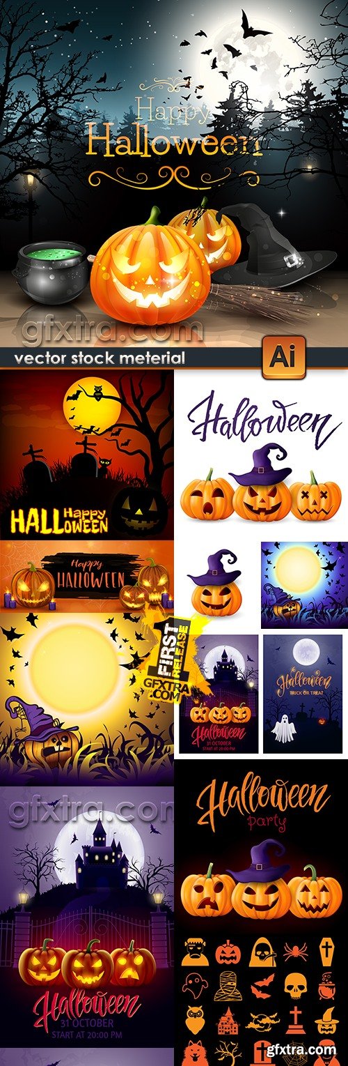 Happy Halloween holiday cartoon illustration collection 17