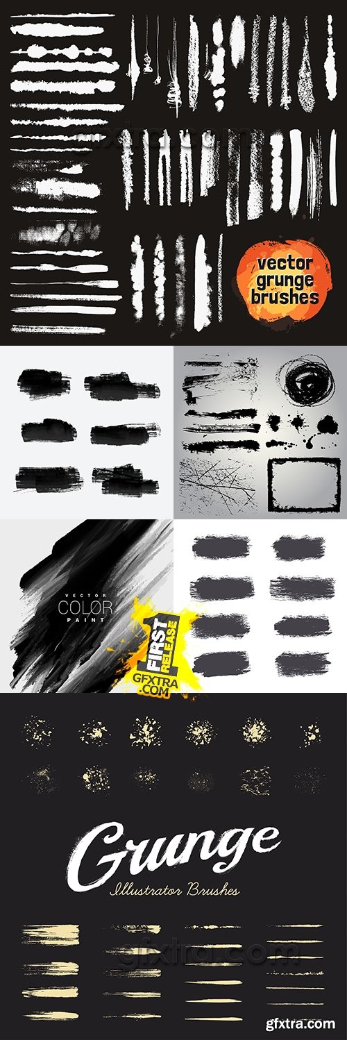 Grunge collection splashes of ink and black paint 5